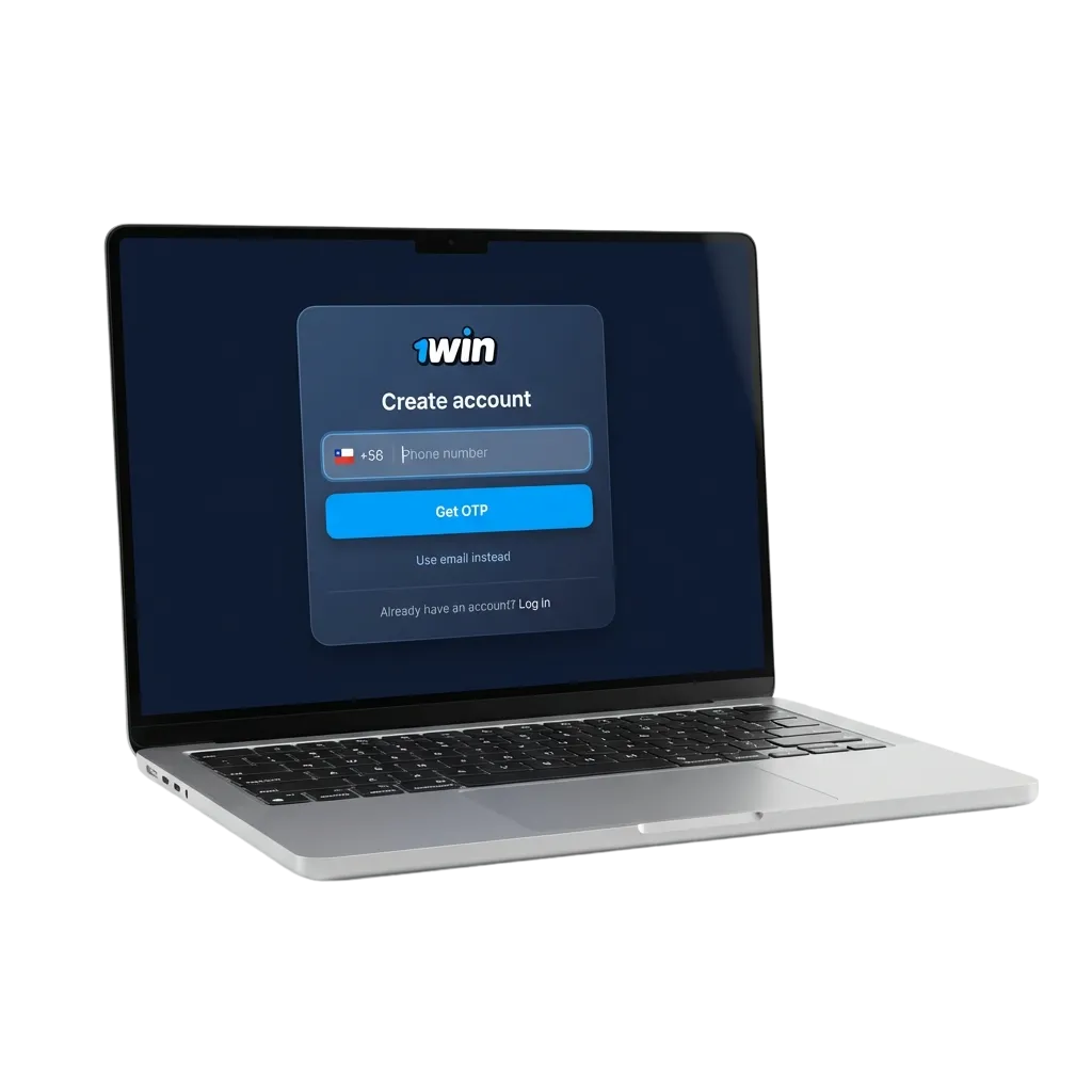 Formulario de registro de 1win Chile mostrando opciones de inscripción rápida para acceder a casino y apuestas deportivas